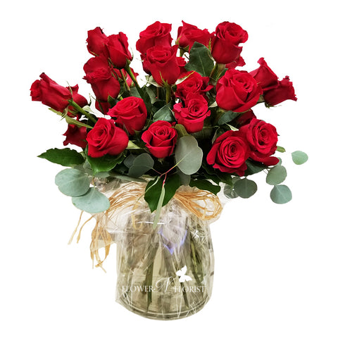 ♥ 24 x RedRoses w Vase